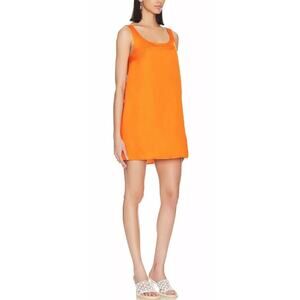 Frame 'Micro' Orange Satin Flare Dress Size M